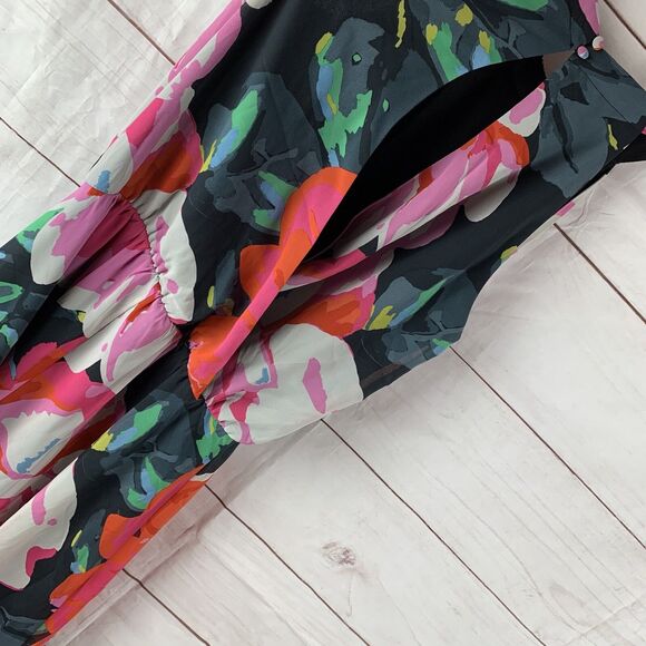 MSK Dress Floral Midi Party Wedding high-low Jeweled 8 M Kaftan lined elastic - Picture 10 of 16